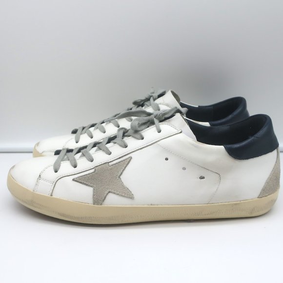 GOLDEN GOOSE SUPERSTAR SNEAKERS WHITE/NAVY LEATHER & GRAY SUEDE SIZE 46 NEW - Picture 7 of 11